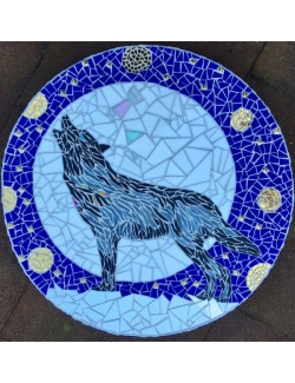 Huilende wolf in Mozaïek 